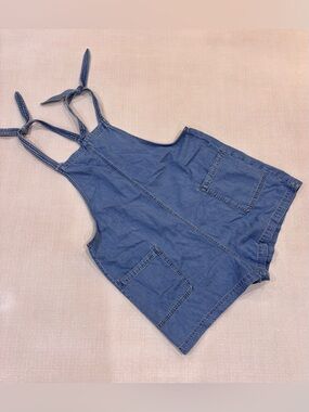 CELEBRITY PINK Denim Blue Tie-Shoulder Shortalls/Romper (L)